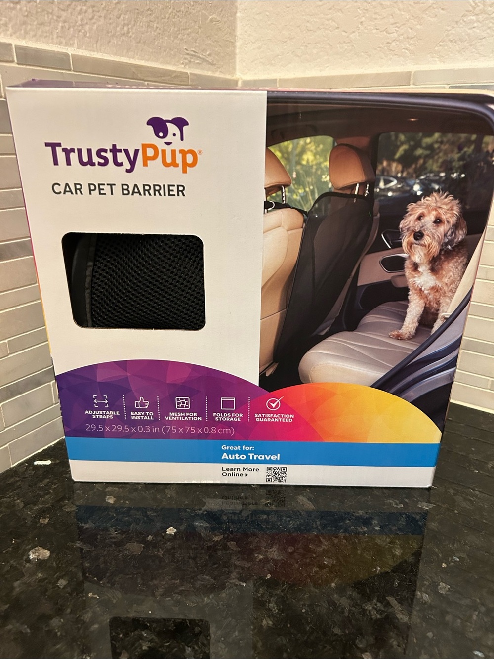 TrustyPup Car Pet Barrier Adjustable Mesh Dog Auto Travel NIB